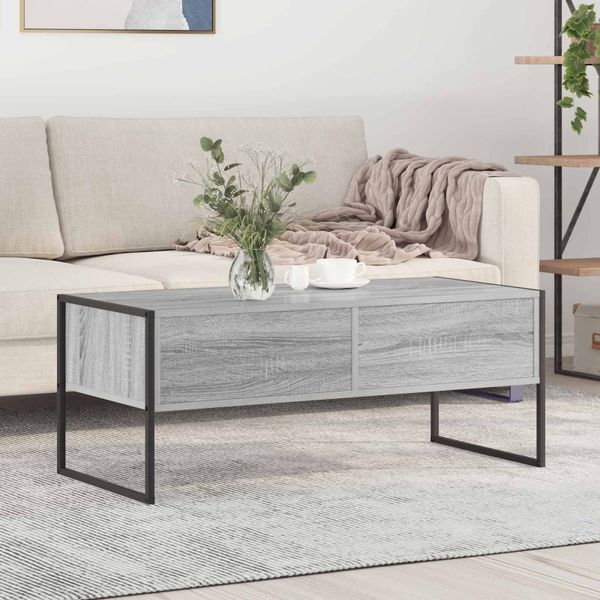 vidaXL Konferenčný stolík so zásuvkou Sivý Sonoma 100 x 46 x 40 cm