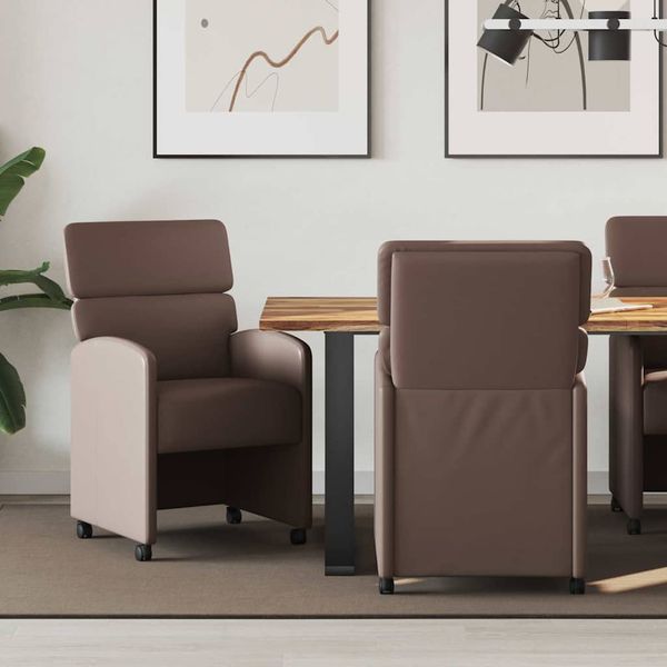 vidaXL Jedálenské stoličky na kolieskach 2 pcs Hnedá 58 x 65 x 98 cm