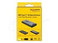 Delock - Kryt úložiska - 40 Gbps, s ventilátorom, bez náradia - M.2 - M.2 NVMe karta / PCIe (NVMe) - USB-C