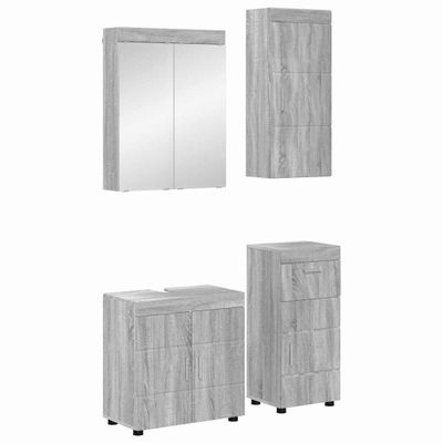 vidaXL Sada kúpeľňového nábytku TULUM 4 pcs Sivý Sonoma