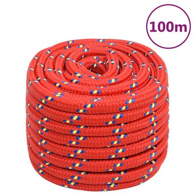 vidaXL Lodné lano červené 20 mm 100 m polypropylén