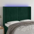 vidaXL Čelo postele s LED tmavozelené 147x16x118/128 cm zamat