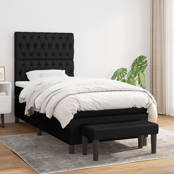 vidaXL Boxspring posteľ s matracom čierna 100x200 cm látka