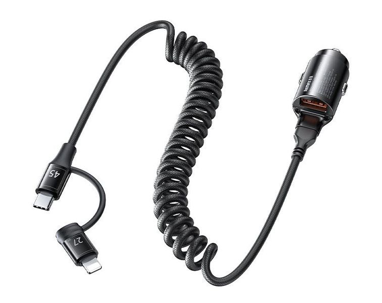 Car charger remax ruichy series 45 RCC356 + lightning/usb-c cable black