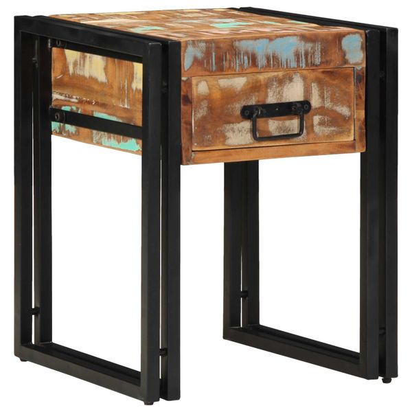 vidaXL Koncový stôl so zásuvkou 40 x 40 x 50 cm Masívne obnovené drevo