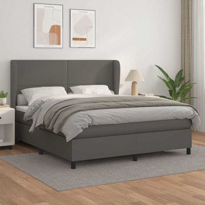 vidaXL Boxspring posteľ s matracom sivá 160x200 cm umelá koža