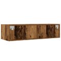 vidaXL TV skrinka s LED svetlami staré drevo 100X35,5x25 cm