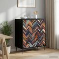 vidaXL Příborník OMMEN Geometrický vzor 66 x 36,5 x 76 cm Čierny dub