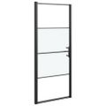 vidaXL Sprchové dvere 81x195 cm polopriehľadné tvrdené sklo čierne