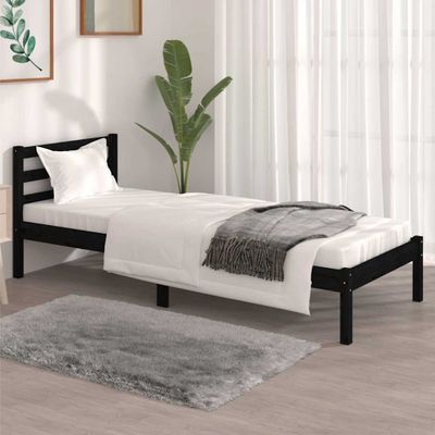 vidaXL Posteľný rám borovicový masív 75x190 cm čierne malé jednolôžko