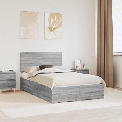 vidaXL Rám postele Sivý Sonoma 135 x 190 cm Kompozitné drevo
