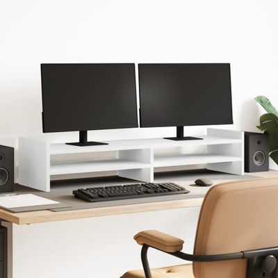vidaXL Stojan na monitor biely 100x27x20 cm kompozitné drevo