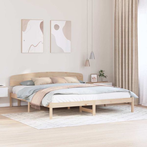 vidaXL Rám postele Prírodná 200 x 200 cm Masívne borovicové drevo
