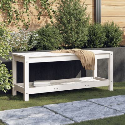 vidaXL Záhradná lavica biela 108x35x45 cm masívna borovica