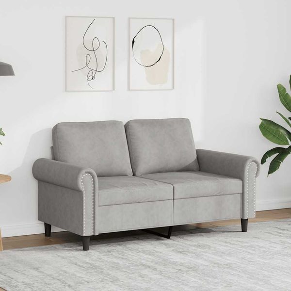 vidaXL 2-miestna pohovka, svetlosivá 120 cm, zamat