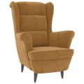 vidaXL Kreslo wingback s podnožkou hnedé zamatové