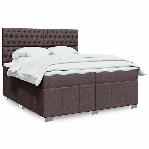 vidaXL Boxspring posteľ s matracom tmavohnedá 200x200 cm látka