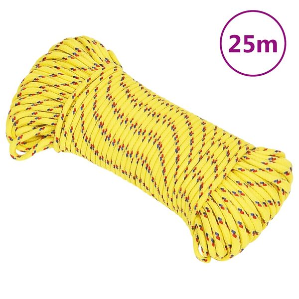 vidaXL Lodné lano žlté 4 mm 25 m polypropylén