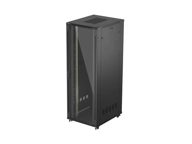 19'' Voľne stojaca racková skriňa 47u/800x1000 (flat pack) s presklenými dverami čierna lanberg