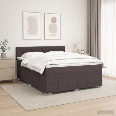 vidaXL LED boxspring posteľ s matracom Tmavohnedá 140 x 200 cm Látka