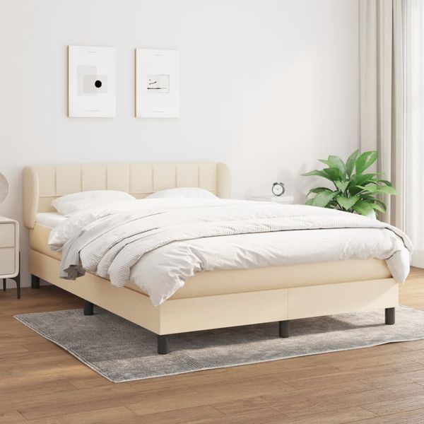 vidaXL Boxspring posteľ s matracom krémový 140x190 cm látka