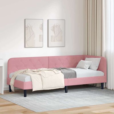 vidaXL Rohový rám postele Ružová 80 x 200 cm Zamat