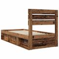 vidaXL Rám postele Staré drevo 90 x 190 cm Masívne borovicové drevo