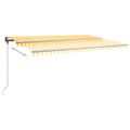 vidaXL Ručne zaťahovacia markíza s LED 500x350 cm žltá a biela