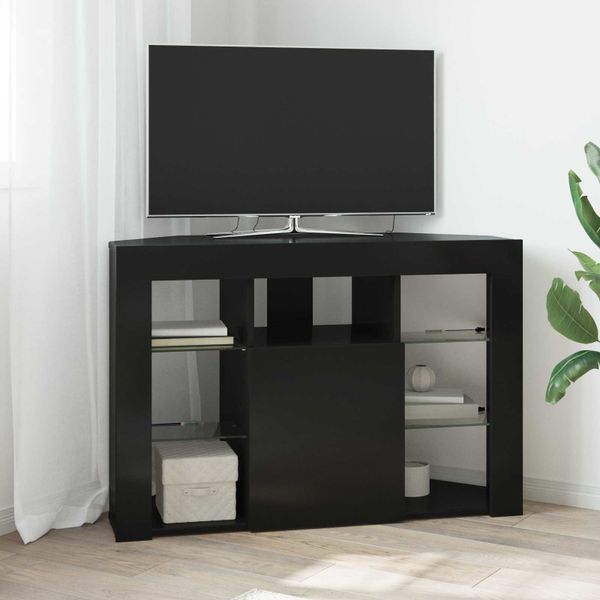 vidaXL Rohový LED TV kabinet 100x40x68cm Čierna Kompozitné drevo