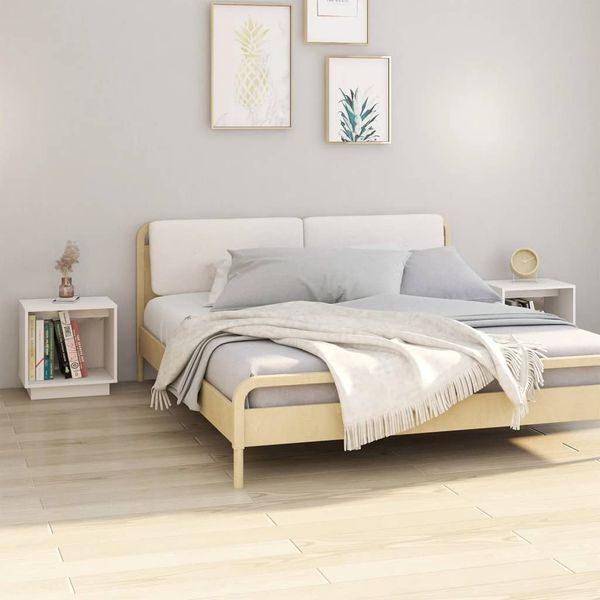 vidaXL Nočné stolíky 2 ks biele 40x30x40 cm masívne borovicové drevo