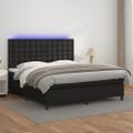 vidaXL Boxspring posteľ s matracom a LED čierna 180x200 cm umelá koža