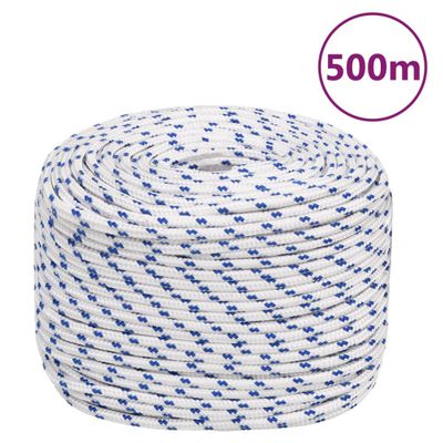 vidaXL Lodné lano biele 10 mm 500 m polypropylén