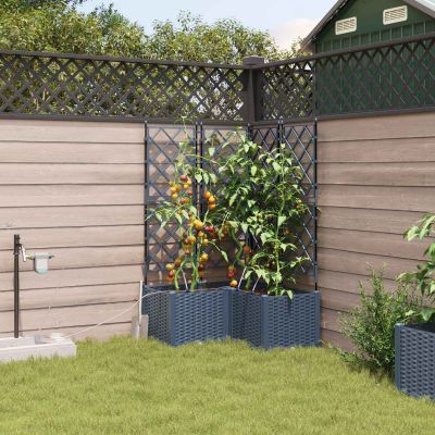 vidaXL Záhradný kvetináč 3 pcs Biely 80 x 80 x 142 cm Plast
