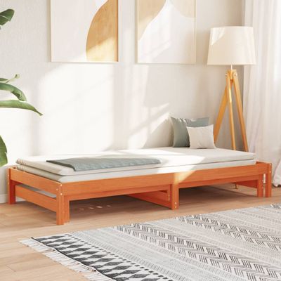 vidaXL Vysúvacia denná posteľ voskovohnedá 90x200 cm masívna borovica