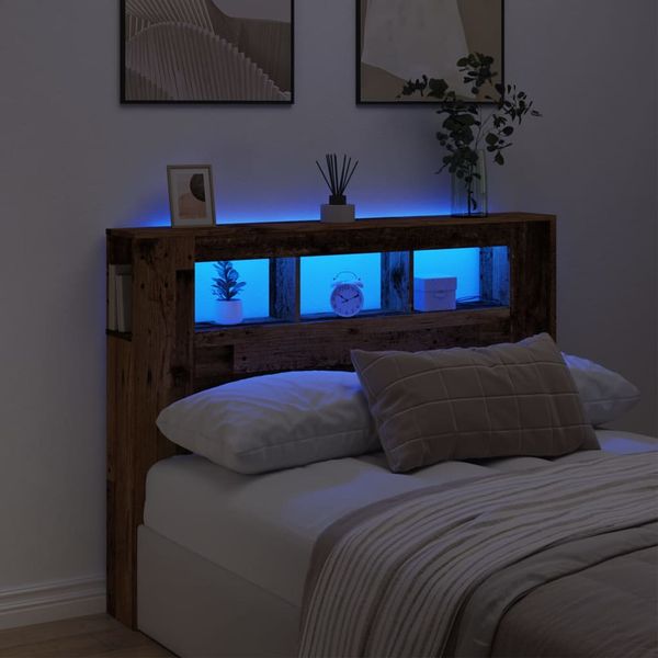 vidaXL Čelo s LED staré drevo 140x18,5x103,5 cm kompozitné drevo