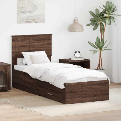 vidaXL Rám postele Hnedý dub a striebro 75 x 190 cm Kompozitné drevo