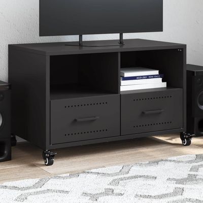 vidaXL TV skrinka čierna 68x39x43,5 cm oceľ