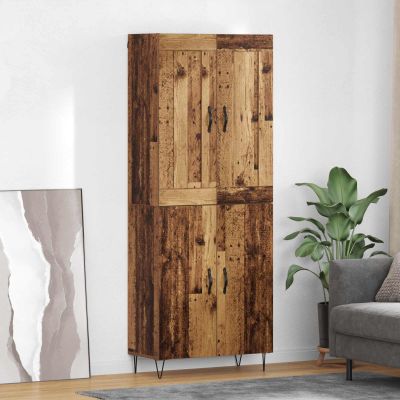 vidaXL Highboard Staré drevo 69,5 x 34 x 180 cm Kompozitné drevo