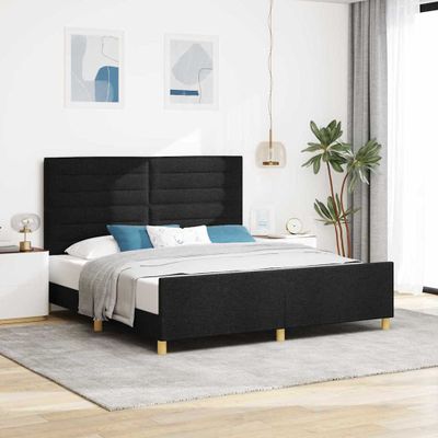 vidaXL Rám postele s čelnou doskou Čierna 180 x 200 cm látka