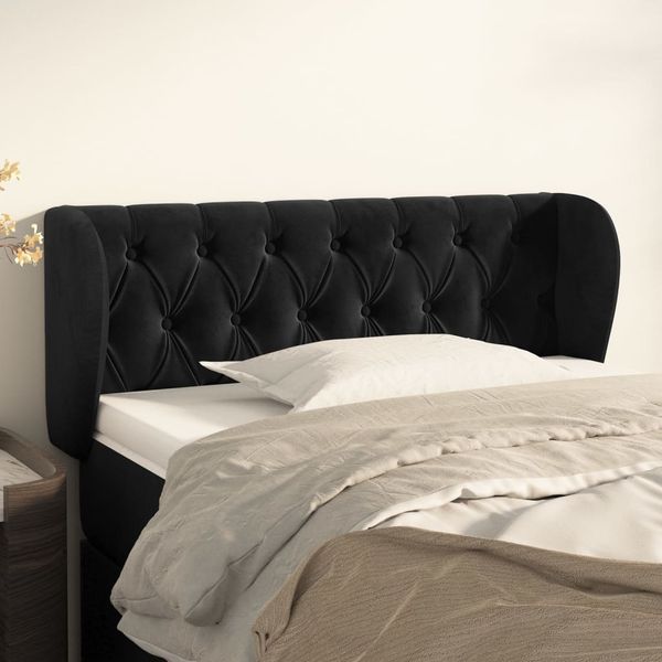 vidaXL Čelo postele so záhybmi čierne 93x23x78/88 cm zamat