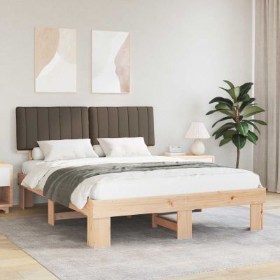 vidaXL Rám postele s čalúneným čelom Sivohnedá 150 x 200 cm