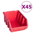 vidaXL 96-dielna súprava úložných košov s nástennými panelmi červeno-čierna