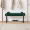 vidaXL Lavica s gombíkmi a vankúšmi Tmavozelená 110 x 40 x 46 cm Zamat