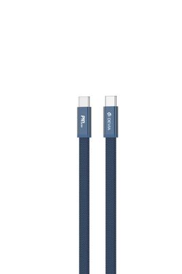 Devia Ultra3 USB-C PD 240W kovový tkaný plochý rýchlonabíjací kábel 1,5 m modrý