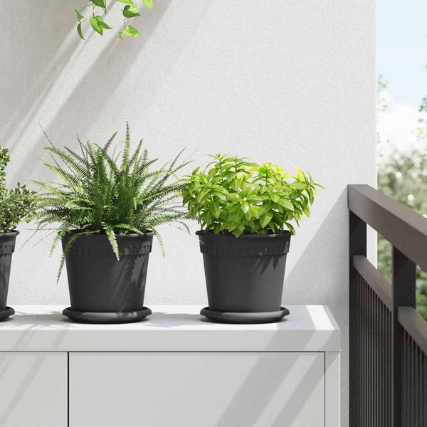 vidaXL Kvetináče 6 pcs Čierna Ø 17 x 14 cm Plast