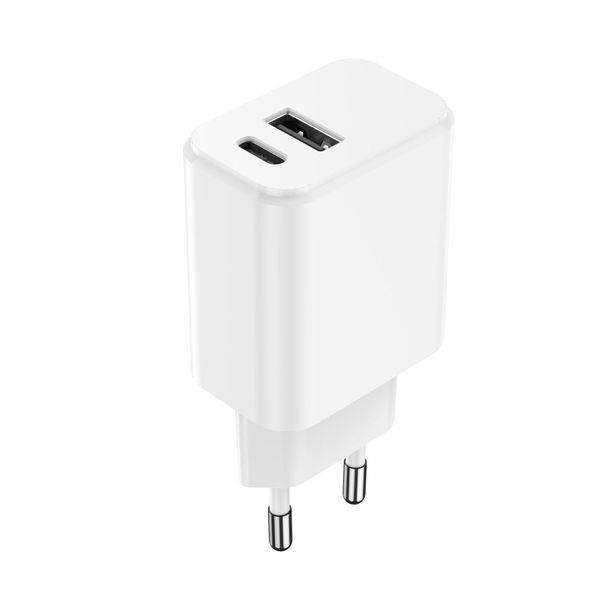 SETTY sieťová nabíjačka 1x USB + USB-C 3A 20W biela (GSM106083)