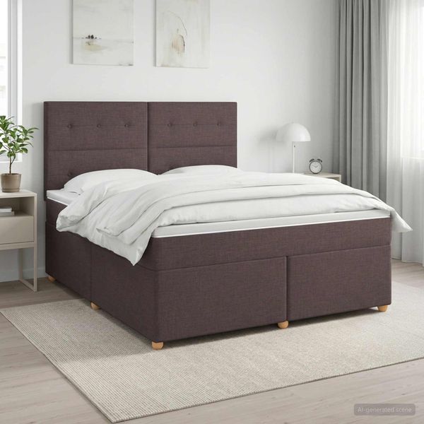 vidaXL Posteľ boxspring s matracom Tmavohnedá 140 x 200 cm Látka