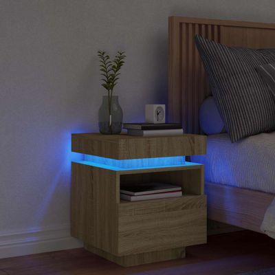 vidaXL Nočný stolík s LED svetlami dub sonoma 40x39x48,5 cm