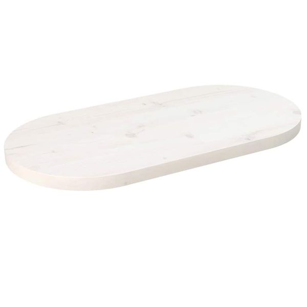 vidaXL Stolová doska, biela 70x35x2,5 cm, borovicový masív, oválna