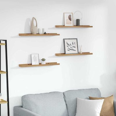 vidaXL Stenná polica 4 pcs Hnedá 60 x 9 x 3 cm Kompozitné drevo